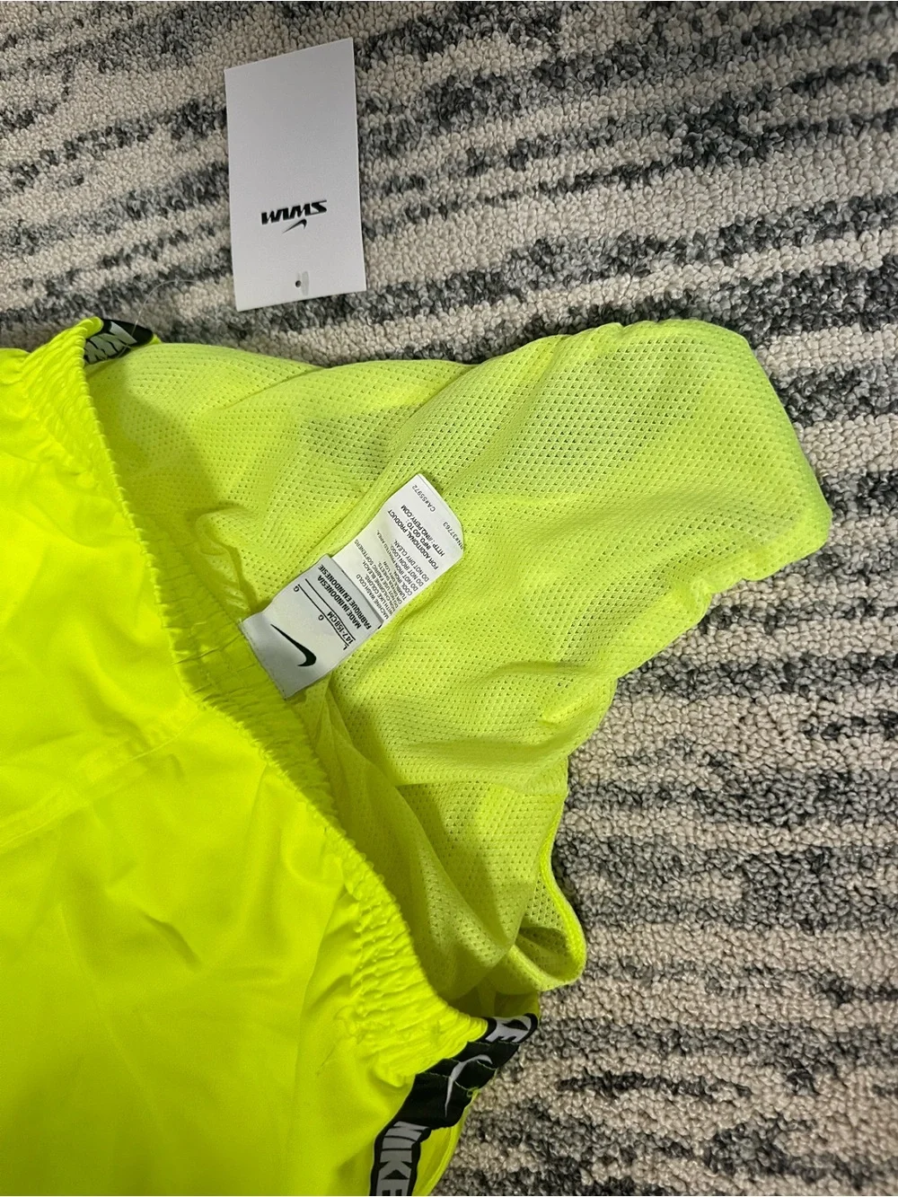 Nike Neon Volt Training Swim Shorts with Black Logo Tape Boys Large NWT